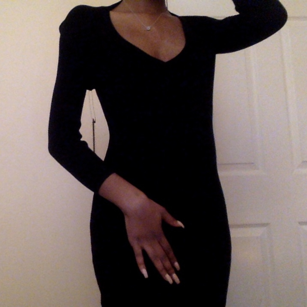 black ribbed dress